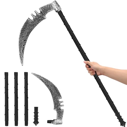 Halloween Sense 110 cm,Gruselige Hakenförmige Sense Halloween Kinder Sichel Zerlegbar,Sensenmann Sensen Kostüm Zubehör Grim Reaper Waffen Todessense Accessoire für Fasching Cosplay Party Halloween Sense 110 cm,Gruselige Hakenförmige Sense Halloween Kinder Sichel Zerlegbar,Sensenmann Sensen Kostüm Zubehör Grim Reaper Waffen Todessense Accessoire für Fasching Cosplay Party von YIMOJOY