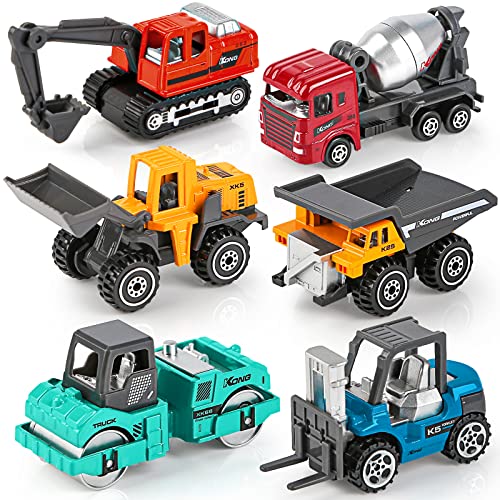 YIMORE Mini Lastwagen Autos für Jungs Bunt Baufahrzeuge Spielzeug Geschenkset für Kinder ab 3 Jahren (6 pcs) von YIMORE