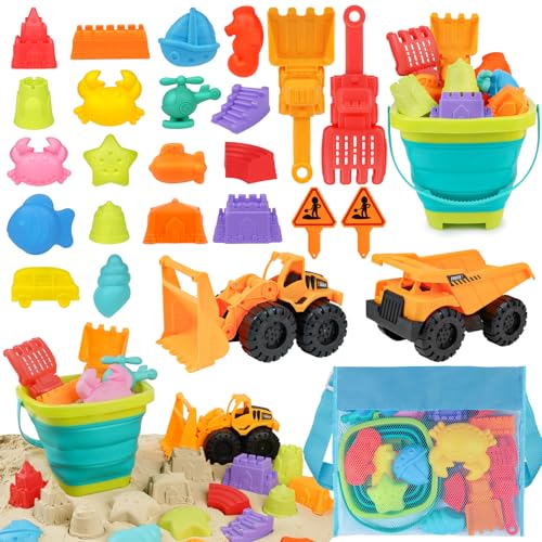 YIMORE Sandspielzeug Strandspielzeug Junge mit Faltbarer Eimer Kinder Bagger Sandkasten Spielzeug, 26 PCS Sandförmchen Sandschaufel Kinder, Reise Sand Spielzeug ab 3 Jahr YIMORE Sandspielzeug Strandspielzeug Junge mit Faltbarer Eimer Kinder Bagger Sandkasten Spielzeug, 26 PCS Sandförmchen Sandschaufel Kinder, Reise Sand Spielzeug ab 3 Jahr von YIMORE