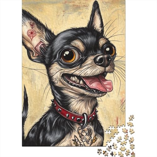 Chihuahua Puzzle 1000 Teile Schwer Puzzle Spielzeug Lernspiel Impossible Herausforderungsspielzeug Für Erwachsene Kinder 1000pcs (75x50cm) von YINNDKSOK