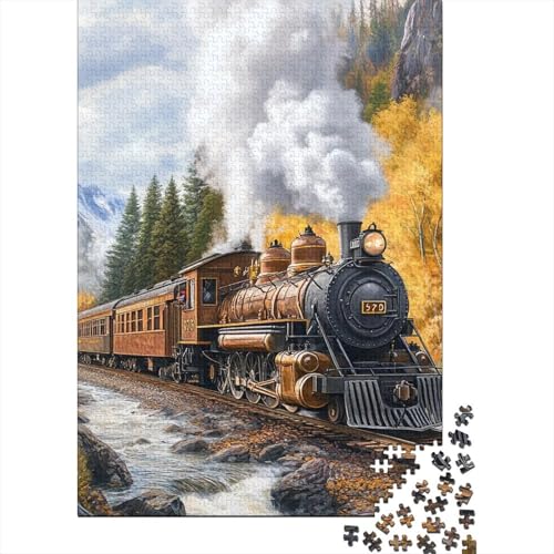 Dampflokomotive Puzzles 1000-teilige Schwer Puzzle Spielzeug Lernspiel Impossible Herausforderungsspielzeug Für Erwachsene Und Kinder in Bewährter 1000pcs (75x50cm) von YINNDKSOK