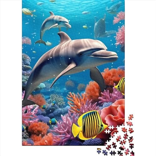 Delphins Puzzles 1000 Teile Schwer Puzzle Spielzeug Pädagogisches Spiel Impossible Herausforderungsspielzeug Für Erwachsene Kinder 1000pcs (75x50cm) von YINNDKSOK