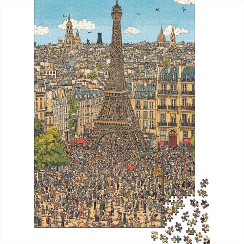 Eiffelturm Puzzle 1000 Teile Schwer Puzzle Spielzeug Lernspiel Impossible Herausforderungsspielzeug Für Erwachsene Kinder 1000pcs (75x50cm) von YINNDKSOK