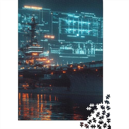 Flugzeugträger Puzzle 1000-teilige Schwer Puzzle Spielzeug Lernspiel Impossible Herausforderung Spielzeug Für Erwachsene Und Kinder Ab 12 Jahren 1000pcs (75x50cm) von YINNDKSOK