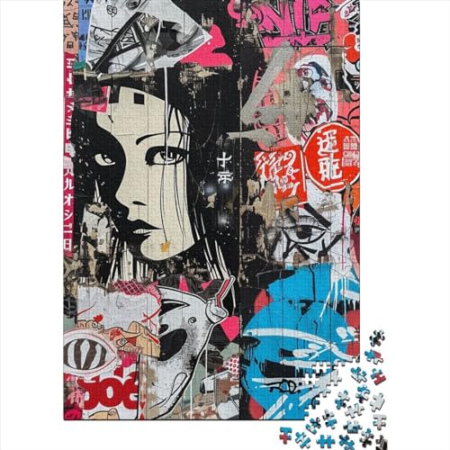 Japanische Graffiti Puzzle 1000-teilige Schwer Puzzle Spielzeug Lernspiel Impossible Herausforderung Spielzeug Für Erwachsene Und Kinder Ab 12 Jahren 1000pcs (75x50cm) von YINNDKSOK