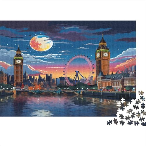London Stadtbild 1000 Teile,Impossible Puzzle,Geschicklichkeitsspiel Für Die Ganze Familie, Erwachsenen Puzzlespiel Puzzel 1000pcs (75x50cm) von YINNDKSOK