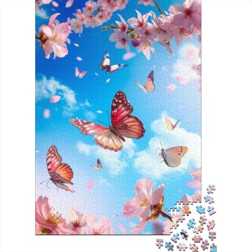 Pink Schmetterling Puzzle 1000-teilige Schwer Puzzle Spielzeug Pädagogisches Spiel Impossible Herausforderung Spielzeug Für Erwachsene Und Kinder in Bewährter 1000pcs (75x50cm) von YINNDKSOK