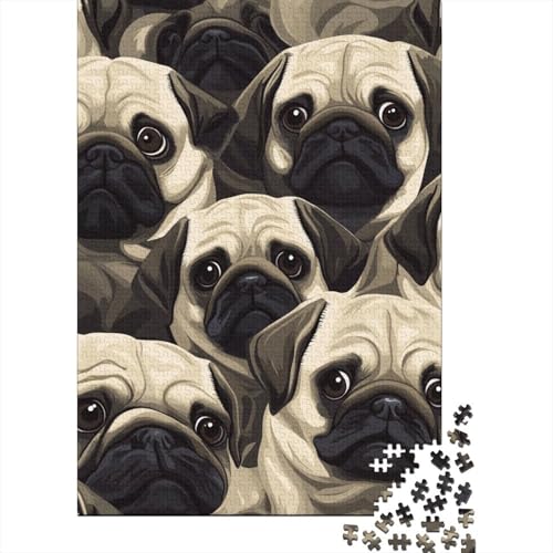 Pug Puzzle 1000-teilige Schwer Puzzle Spielzeug Lernspiel Impossible Herausforderungsspielzeug Für Erwachsene Und Kinder in Bewährter 1000pcs (75x50cm) von YINNDKSOK