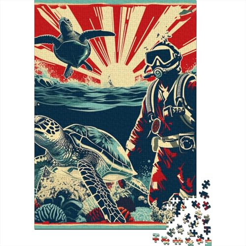 Schildkröte Puzzles 1000 Teile Schwer Puzzle Spielzeug Pädagogisches Spiel Impossible Herausforderungsspielzeug Für Erwachsene Und Kinder Ab 14 Jahren 1000pcs (75x50cm) von YINNDKSOK