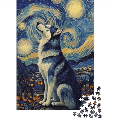 Sibirischer Husky Puzzle 1000-teilige Schwer Puzzle Spielzeug Lernspiel Impossible Herausforderung Spielzeug Für Erwachsene Und Kinder in Bewährter 1000pcs (75x50cm) von YINNDKSOK