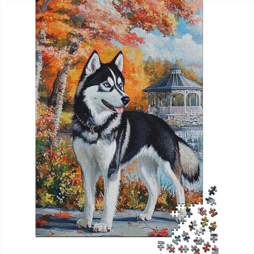 Sibirischer Husky Puzzle 1000-teilige Schwer Puzzle Spielzeug Lernspiel Impossible Herausforderungsspielzeug Für Erwachsene Kinder 1000pcs (75x50cm) von YINNDKSOK