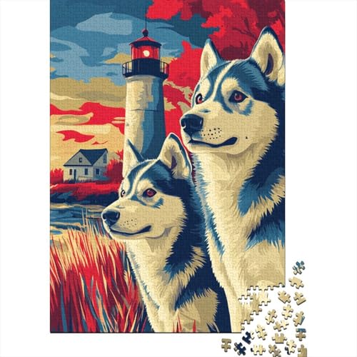 Sibirischer Husky Puzzles 1000 Teile Schwer Puzzle Spielzeug Pädagogisches Spiel Impossible Herausforderungsspielzeug Für Erwachsene Und Kinder in Bewährter 1000pcs (75x50cm) von YINNDKSOK