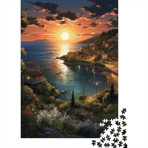 Sonnenuntergang über der Bucht Puzzle 1000-teilige Schwer Puzzle Spielzeug Lernspiel Impossible Herausforderung Spielzeug Für Erwachsene Und Kinder in Bewährter 1000pcs (75x50cm) von YINNDKSOK