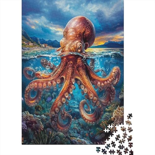 Tintenfisch Puzzle 1000-teilige Schwer Puzzle Spielzeug Pädagogisches Spiel Impossible Herausforderung Spielzeug Für Erwachsene Und Kinder Ab 14 Jahren 1000pcs (75x50cm) von YINNDKSOK