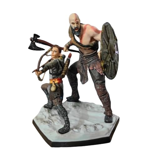YINTMI Für Kratos Und Seinen Sohn Figur Spielzeug Anime Charakter Puppe Anime Modelle Statue, PVC Action Figur Spielzeug Desktop Dekoration Sammlerstücke Ornamente, Geeignet Für 14 Jahre Und Älter von YINTMI
