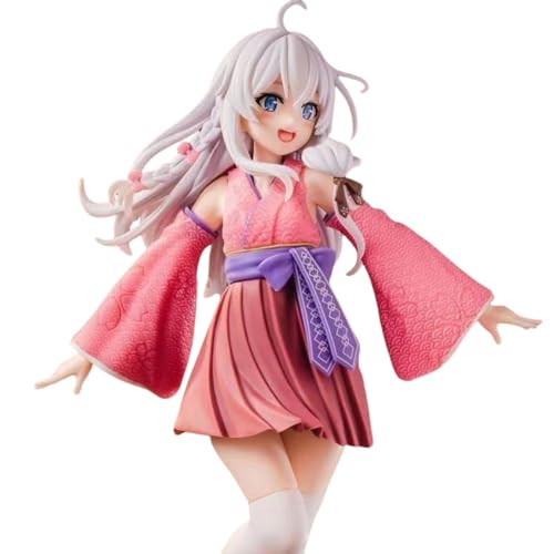YINTMI für Elaina Figur Spielzeug Anime Charakter Puppe Anime Modelle Statue, PVC Action Figur Spielzeug Desktop Dekoration Sammlerstücke Ornamente, geeignet für 14 Jahre und älter (Rosa Basis) von YINTMI