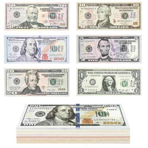 YINZZTRY 120 Blätter Spielgeld Dollar, Prop Money Copy Money, Fake Feldscheine, Falschgeld Dollar für Kinder Kaufladen, Scheine Originalgröße, für Party Money Gun von YINZZTRY