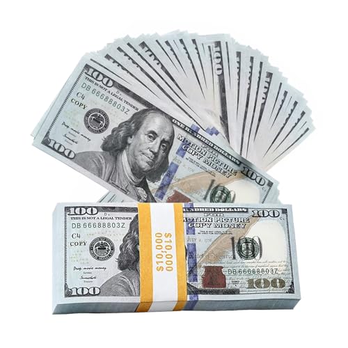 YINZZTRY Spielgeld Dollar, 120 Blätter Prop Money Copy Money, Falschgeld Dollar für Kinder Kaufladen, Fake Feldscheine, Scheine Originalgröße, für Party Money Gun, 100$ YINZZTRY Spielgeld Dollar, 120 Blätter Prop Money Copy Money, Falschgeld Dollar für Kinder Kaufladen, Fake Feldscheine, Scheine Originalgröße, für Party Money Gun, 100$ von YINZZTRY
