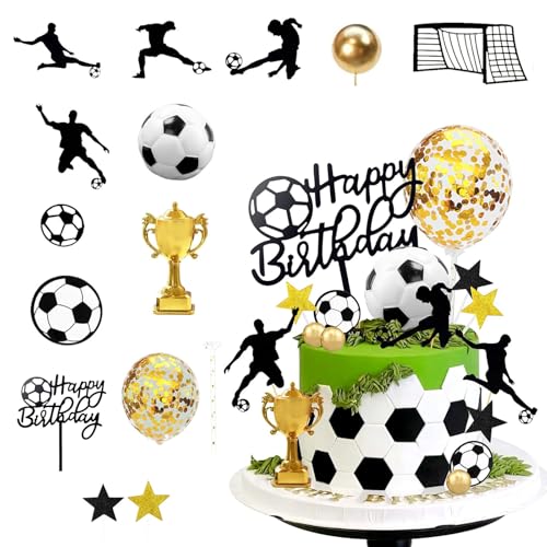 28 Stück Fußball-Kuchendekoration, Fußball-Party, Party-Kuchen-Zubehör-Set, Kindergeburtstag-Kuchendekoration, Geburtstagsdekoration, Tortenzubehör, Weltmeisterschaft von YINcrinx