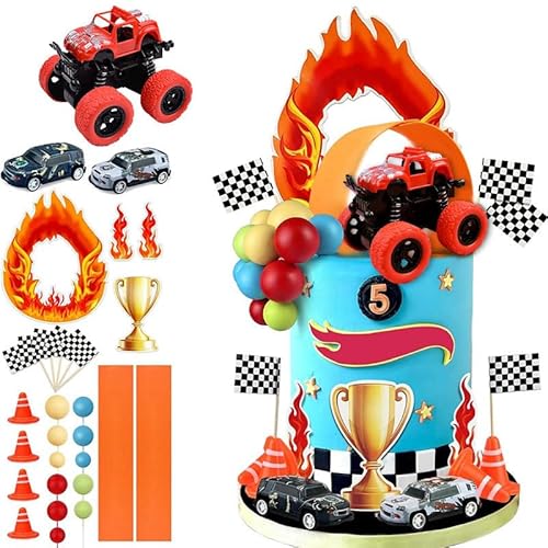 30 Stück Truck Racing Cake Topper, Buggy Party, Party-Kuchen-Zubehör-Set, Kindergeburtstag Kuchen Topper, Jungen Geburtstag Party-Dekorationen, Trophäe Racing Thema von YINcrinx