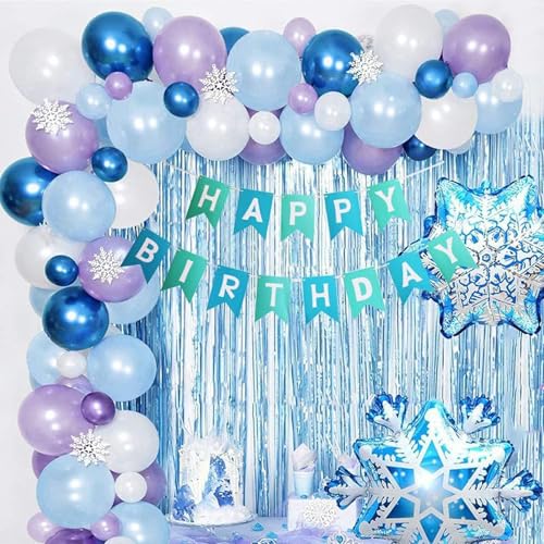 81PCS Frozen Thema Party Luftballons Gefroren blau Geburtstag Luftballons Ballongirlande Bogen, Geburtstag Party Dekoration von YINcrinx