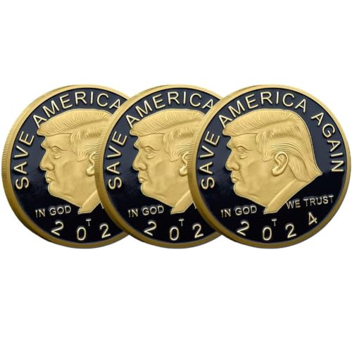 3 x Präsident Donald Trump Münze, Trump 2024 Coin Save America Again Challenge Coin 3 x Präsident Donald Trump Münze, Trump 2024 Coin Save America Again Challenge Coin von YIQILAFADA
