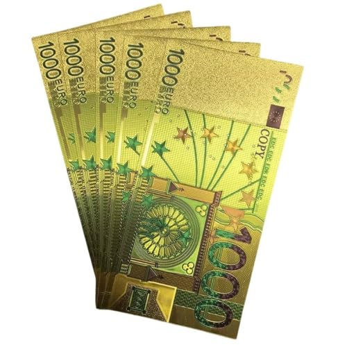 5 Stück Gold 1000 Euro Rechnungen, vergoldete Rechnungen Euro Geld Banknoten für Lesezeichen 5 Stück Gold 1000 Euro Rechnungen, vergoldete Rechnungen Euro Geld Banknoten für Lesezeichen von YIQILAFADA