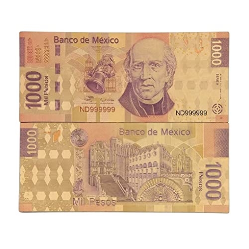 YIQILAFADA Gold Mexikanische Peso-Rechnungen, 1 500 1000 Peso vergoldete Rechnungen für Party, Banknoten, Album, Geld, Heimdekoration YIQILAFADA Gold Mexikanische Peso-Rechnungen, 1 500 1000 Peso vergoldete Rechnungen für Party, Banknoten, Album, Geld, Heimdekoration von YIQILAFADA
