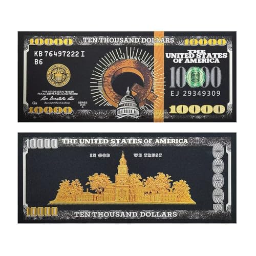 Schwarz 10.000 Gold Dollar Bills - 24 Karat Vergoldet Banknoten für Dekor und Lesezeichen von YIQILAFADA