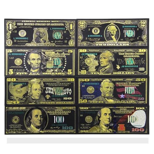 YIQILAFADA Black Dollar Bills, 1 2 5 20 50 100 Dollar Banknoten, Dollar Art for Decor Bookmark von YIQILAFADA