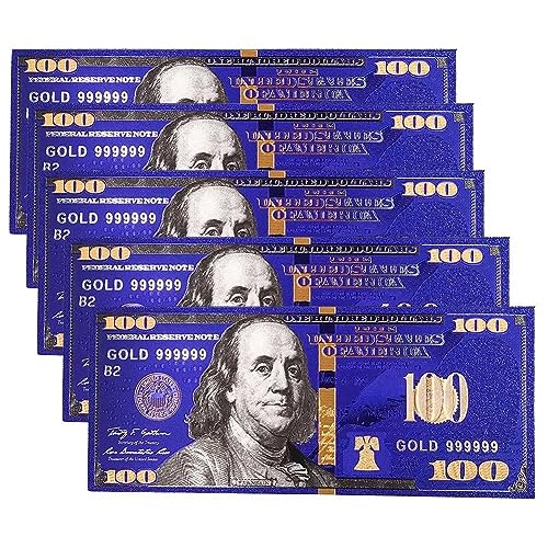 YIQILAFADA 5 x 100-Dollar-Scheine, Goldfolie, 100 USD-Geldscheine, Basteln für Dekoration YIQILAFADA 5 x 100-Dollar-Scheine, Goldfolie, 100 USD-Geldscheine, Basteln für Dekoration von YIQILAFADA