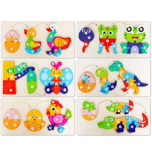 Montessori Holzpuzzle für Kinder – Lernspielzeug ab 2 3 Jahren, pädagogisches Spiel mit Tiermotiven, fördert Feinmotorik und Farberkennung Montessori Holzpuzzle für Kinder – Lernspielzeug ab 2 3 Jahren, pädagogisches Spiel mit Tiermotiven, fördert Feinmotorik und Farberkennung von YIQOGAME