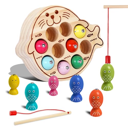 Montessori Holzspielzeug,Holz Magnetisches Angelspielzeug - Spaß Beim Fischen Für Kinder Montessori Motorikspielzeug，Montessori Spielzeug Ab 2 3 4 5 Jahr Geschenk Für Junge Und Mädchen von YIQOGAME