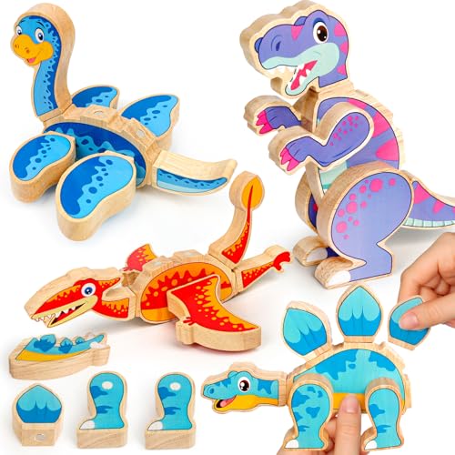 YIQOGAME Montessori Holzpuzzle Holz-Dinosaurier Spielzeug – Montessori Lernspielzeug für Kinder ab 3 Jahren – Fördert Feinmotorik & Kreativität – Pädagogisches Holzspielzeug zum Entdecken & Spielen YIQOGAME Montessori Holzpuzzle Holz-Dinosaurier Spielzeug – Montessori Lernspielzeug für Kinder ab 3 Jahren – Fördert Feinmotorik & Kreativität – Pädagogisches Holzspielzeug zum Entdecken & Spielen von YIQOGAME