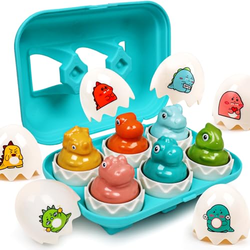 YIQOGAME Montessori Spielzeug Ab 3 Jahr,Form- Und Farblich Passendes Ei-Spielzeug Montessori Lernen Puzzle Für Kleinkinder Klangspielzeug Dinosaurier-Spielzeug von YIQOGAME