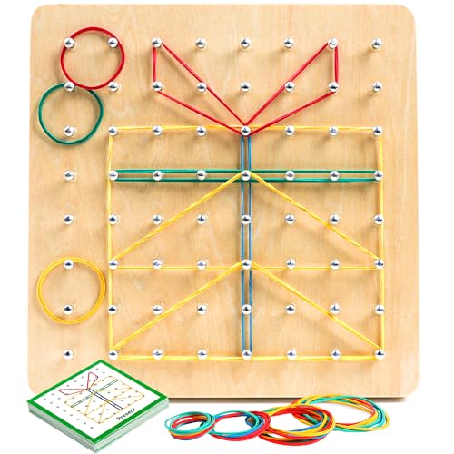 YIQOGAME Montessori Spielzeug Ab 3 Jahre,Holz Geobrett Geometriebrett Für Kinder Montessori Form Puzzle Für 4 5 6 Jahre Steigerung der Kreativität Lernspielzeug Holzspielzeug von YIQOGAME