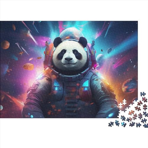 500-teiliges Puzzle mit Astronauten-Panda für Erwachsene, Puzzle für Erwachsene, Holzpuzzle, Familienspiele, Geschenke, 500 Teile (52 x 38 cm) von YIRCATM
