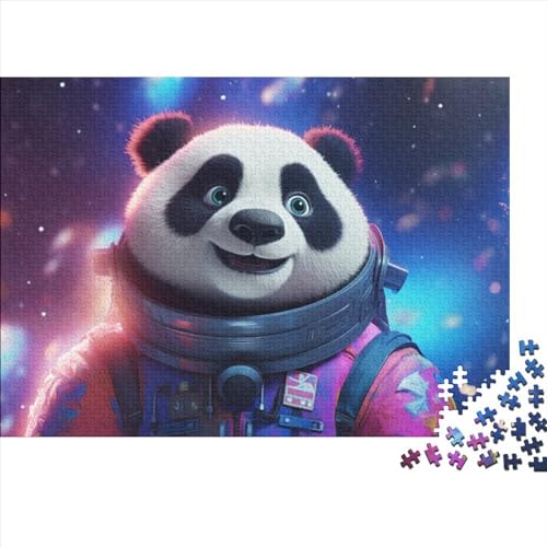 Astronauten-Panda-Puzzle für Erwachsene, 500-teiliges Puzzle, Woodiness-Puzzle für Erwachsene, 500 Teile (52 x 38 cm) von YIRCATM