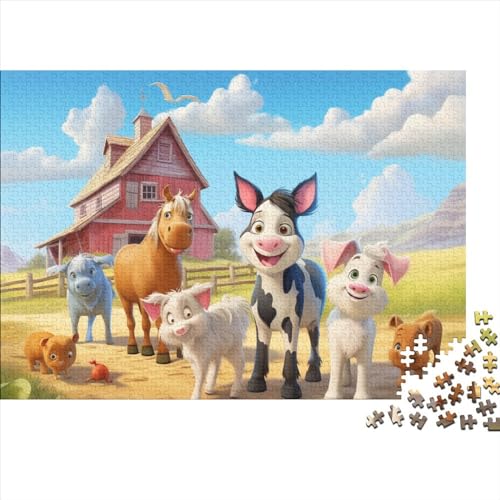 Niedliche Tierpuzzles, 1000-teiliges Holzpuzzle für Erwachsene, lustige Puzzlespiele, 1000 Teile (75 x 50 cm) von YIRCATM
