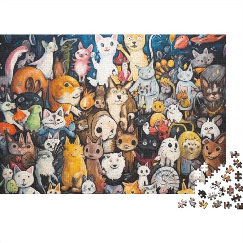 Süßes Kätzchen, 1000-teiliges Puzzle für Erwachsene, Puzzle für Erwachsene, Holzpuzzle, Familienspiele, Geschenke, 1000 Stück (75 x 50 cm) von YIRCATM