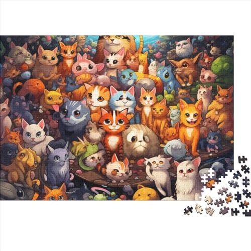Süßes Kätzchen-Puzzle für Erwachsene, 500 Teile, Holzpuzzle, Puzzle für Erwachsene, Geschenke, 500 Teile (52 x 38 cm) von YIRCATM