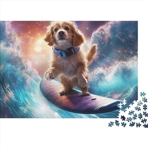 Surf Puppies 1000-teiliges Puzzle für Erwachsene und Kinder Woodiness Puzzles Familienspaß-Puzzle 1000 Teile (75 x 50 cm) von YIRCATM