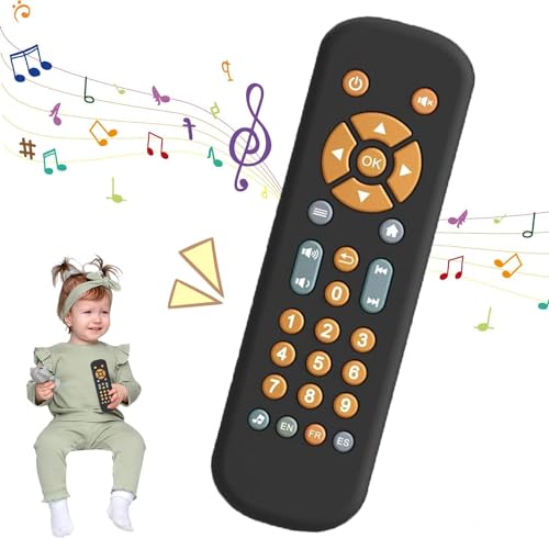 YISKY Baby TV Fernbedienung Spielzeug mit Licht und Ton, Baby Realistic TV Fernbedienung, Babyspielzeug Fernbedienung, frühes pädagogisches Musikspielzeug mit Englisch/Französisch/Spanisch von YISKY