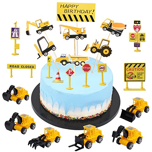 Baustellenfahrzeuge Kuchen Dekoration, 22 Stück Baufahrzeug Cupcake Topper, Bagger Tortendeko, Baustellenfahrzeug Kinder, Verkehrsschilder Spielzeug, für Kinder Geburtstag Party Dekoration Baustellenfahrzeuge Kuchen Dekoration, 22 Stück Baufahrzeug Cupcake Topper, Bagger Tortendeko, Baustellenfahrzeug Kinder, Verkehrsschilder Spielzeug, für Kinder Geburtstag Party Dekoration von YISKY