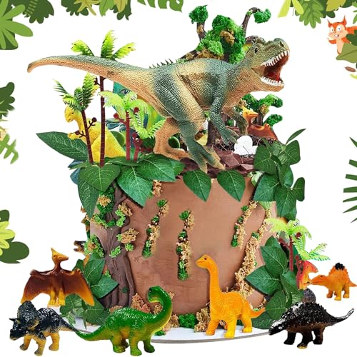 Dinosaurier Kuchen Deko Set - 26 Stück Kuchendeko, Dino Party Dekoration, Dschungel Tortendeko, Cake Topper für Kinder Miniatur Deko Dinosaurier Kuchen Deko Set - 26 Stück Kuchendeko, Dino Party Dekoration, Dschungel Tortendeko, Cake Topper für Kinder Miniatur Deko von YISKY