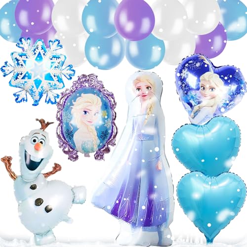 Elsa Prinzessin Folienballon, 22 Stück Party Luftballons Gefrorene, Frozen Folien Luftballons, Schneeflocke ballons, Gefrorene Luftballons Geburtstagsdeko, Elsa Luftballons, für Kinder Geburtstag von YISKY