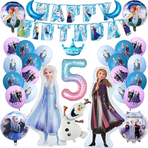 Frozen Party Luftballons, 30 Stück Frozen Geburtstag Ballons, Frozen Thema Party Ballons, Elsa Prinzessin Folienballon, Frozen Ballon Geburtstagsdeko, für Geburtstag 5 Jahre Mädchen von YISKY