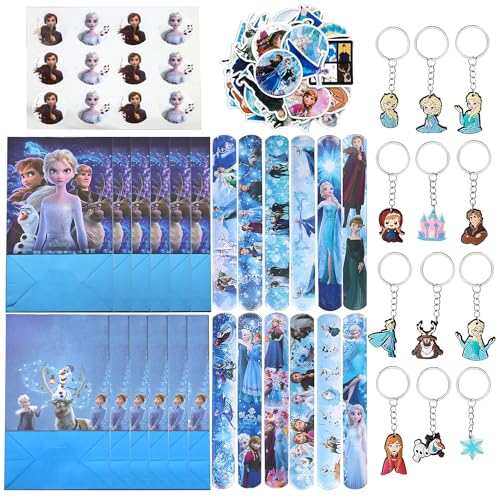 Frozen Party Mitgebsel - Frozen Schnapparmband Kinder, Aufkleber Disney Frozen, Frozen Schlüsselanhänger, Frozen Geschenktüte, für Kindergeburtstag gastgeschenke, Elsa geburtstagsparty deko von YISKY