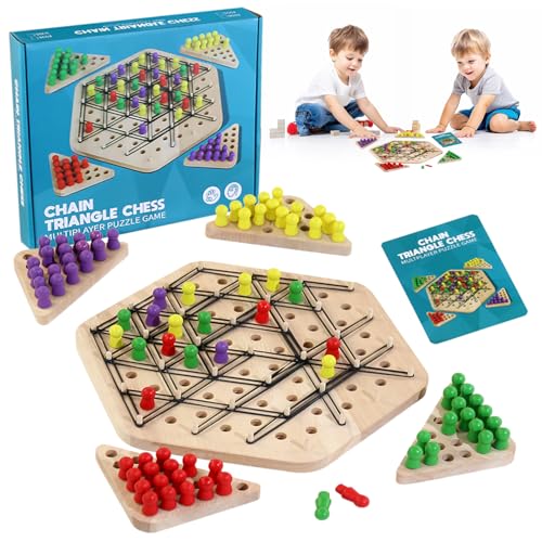 Kettendreieck Schachspiel, Dreiecksschach Brettspiel, Klassische Desktop Brettspiele, Triggle Spiel Gummibänder, Chain Triangle Chess Game, Holz Ketten Dreieck Schachspiel für 2-4 Personen Kettendreieck Schachspiel, Dreiecksschach Brettspiel, Klassische Desktop Brettspiele, Triggle Spiel Gummibänder, Chain Triangle Chess Game, Holz Ketten Dreieck Schachspiel für 2-4 Personen von YISKY