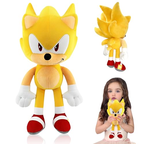 S-onic Tails Kuscheltier, 30cm S-onic Plüschfigur, Kinder S-onic Plüschpuppen, Cartoon Anime S-onic Spielzeug Plüsch, S-onic Knuckles Plüschtier, Gefüllte Plüsch für Mädchen Jungen Geburtstage, Gold von YISKY